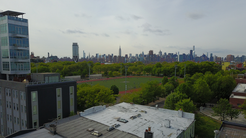 A view of McCarren Park in Brooklyn and the Manhattan skyline, taken with the DJI Mavic Pro (Photo: Adam Clark Estes)